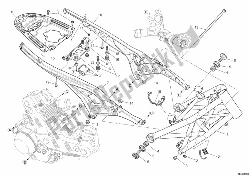 Tutte le parti per il Telaio del Ducati Monster 1100 S ABS 2010